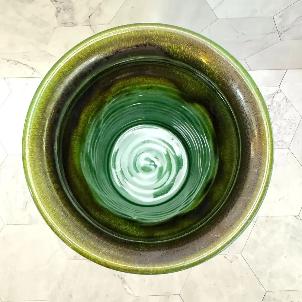 JK Dryden Pottery Vase 6in Green Drip Glaze Art Vase Signed 2007 Hot Springs AR